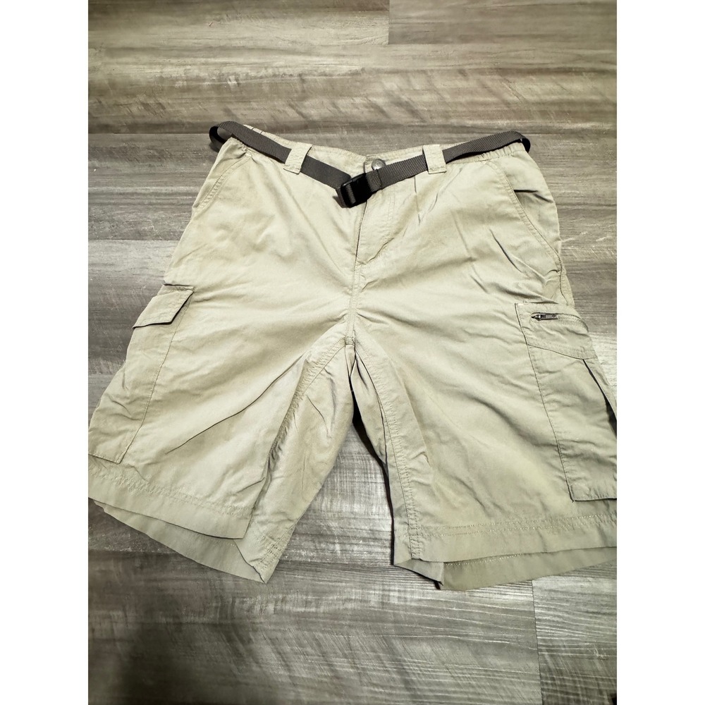 Columbia Mens Omni-Shade Cargo Shorts Sage Green Khaki 32W 10L Hiking Fishing